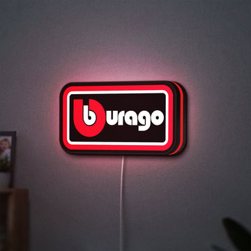 Bburago LED lightbox hanging on a wall with red glow