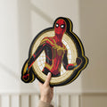 Unlit Spiderman LED lightbox held by hand to show size and details