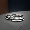 Shadowrun LED lightbox lying flat on a desk with white glow