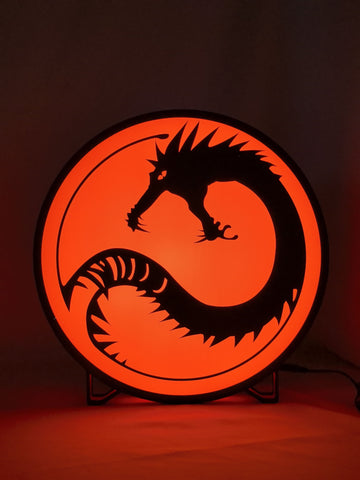 Battletech House Kurita LED Light Box (40cm) - Illuminated front view standing, cool game room and bedroom decor