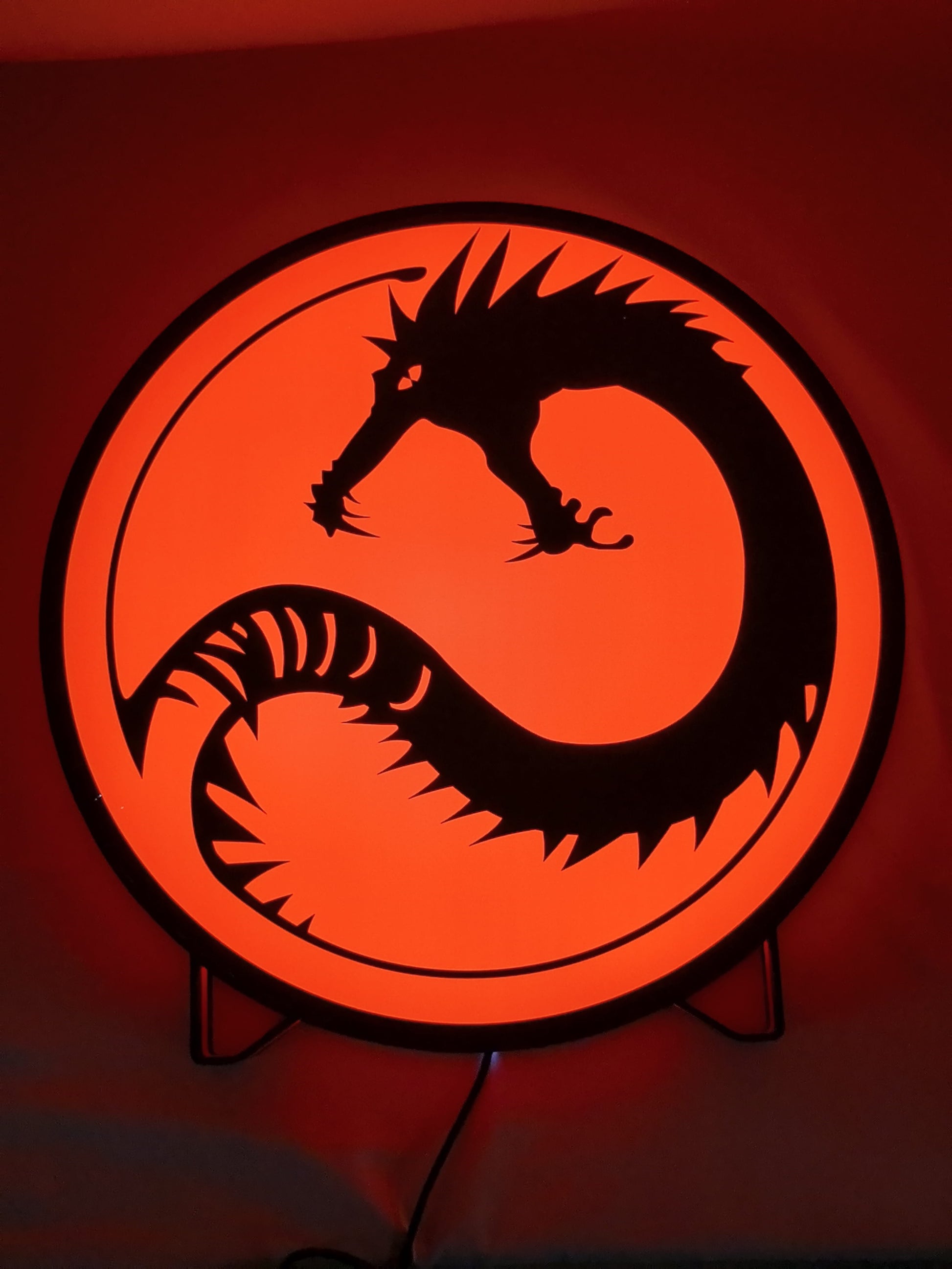 Battletech House Kurita LED Light Box (40cm) - Illuminated flat lay front view, cool game room and bedroom decor