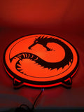 40cm Battletech House Kurita Glowing Wall Art - Illuminated flat lay angled view, cool game room and bedroom decor