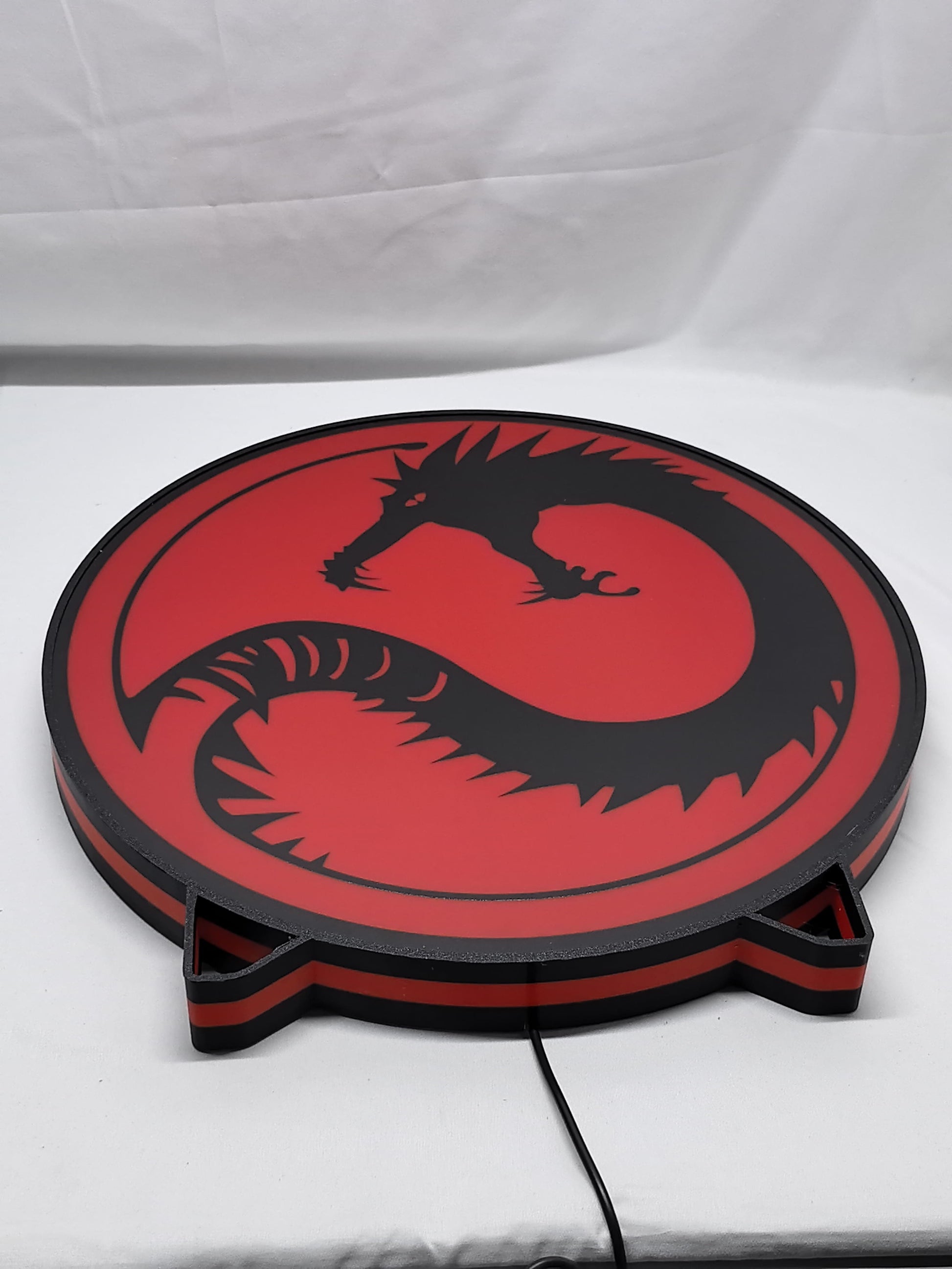 40cm Battletech House Kurita 3D Printed Sign - Unlit flat lay angled details, cool game room and bedroom decor