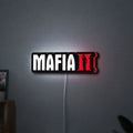 Mafia II LED lightbox hanging on a wall with red glow