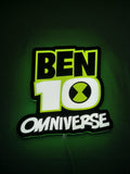 Ben LED Sign (20cm) - Omniverse 3d led light box 03 lit flat front view, unique wall art for desk and room decor
