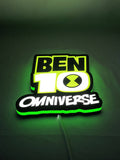 Ben LED Sign (20cm) - Omniverse 3d led light box 04 lit flat side view, unique wall art for desk and room decor