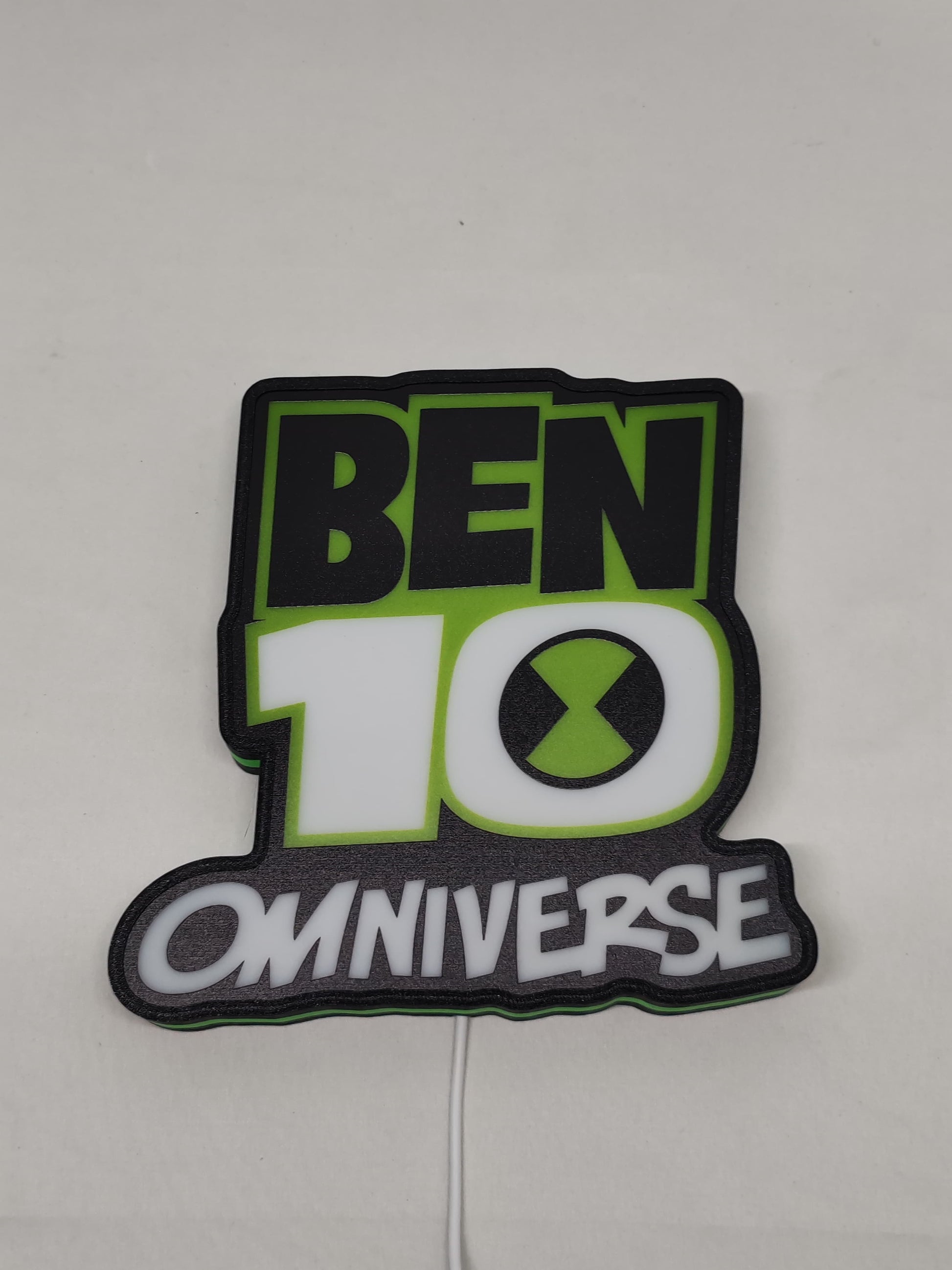 Ben LED Sign (20cm) - Omniverse 3d led light box 08 unlit flat front view, unique wall art for desk and room decor