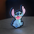 Lilo & Stitch LED lightbox standing on a desk from an angled side view with blue glow