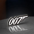 James Bond 007 LED lightbox standing on a desk from an angled side view with white glow