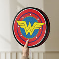 Unlit Wonder Woman LED lightbox held by hand to show size and details