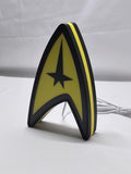 20cm Star Trek Command Insignia 3D Printed Sign - Unlit angled details standing, unique wall art for desk and room decor