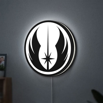 Star Wars LED lightbox hanging on a wall with white glow