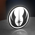 Star Wars LED lightbox standing on a desk from an angled side view with white glow