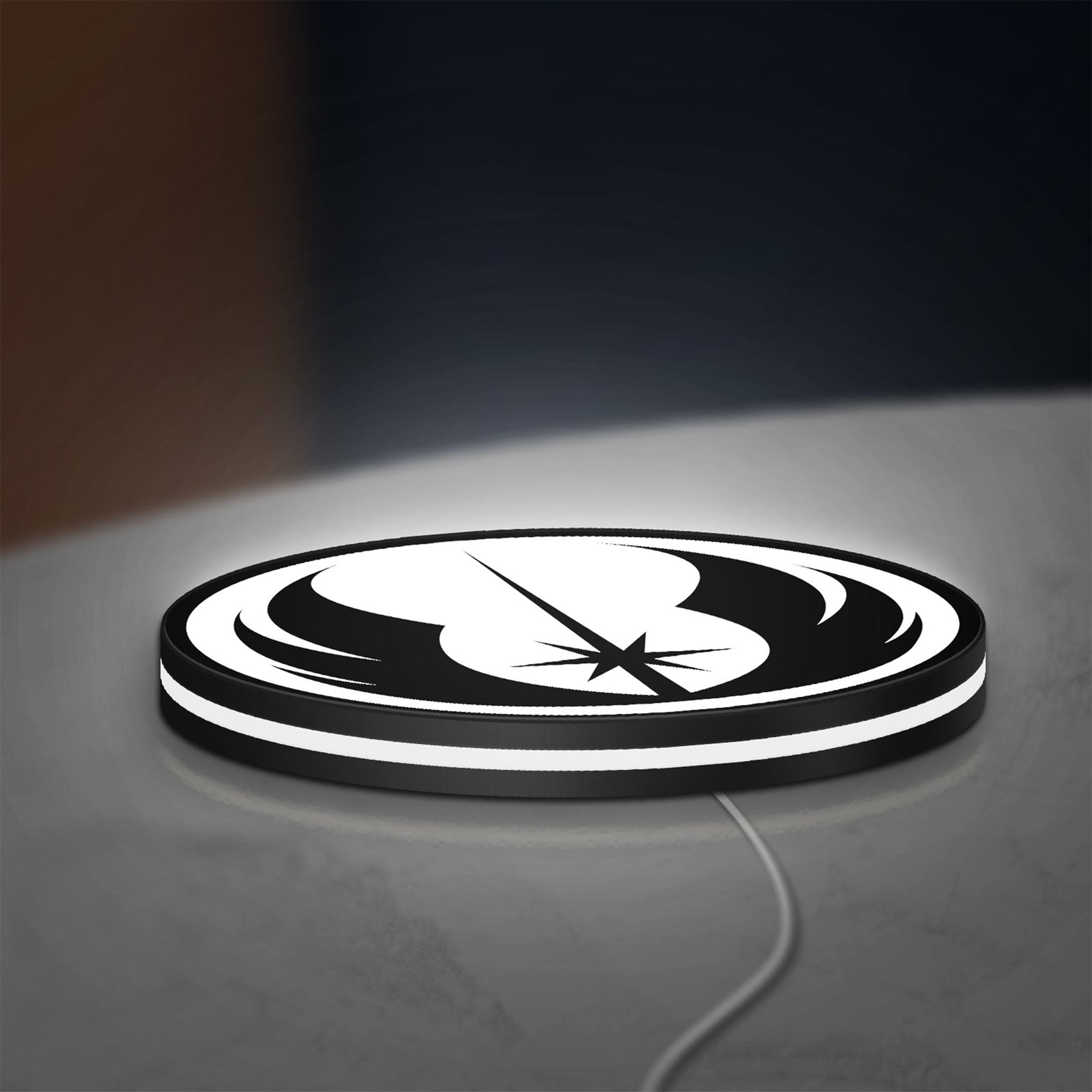 Star Wars LED lightbox lying flat on a desk with white glow