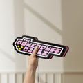 Unlit The Powerpuff Girls LED lightbox held by hand to show size and details