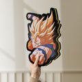 Unlit Goku LED lightbox held by hand to show size and details