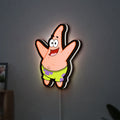 Patrick Star LED lightbox hanging on a wall with white glow