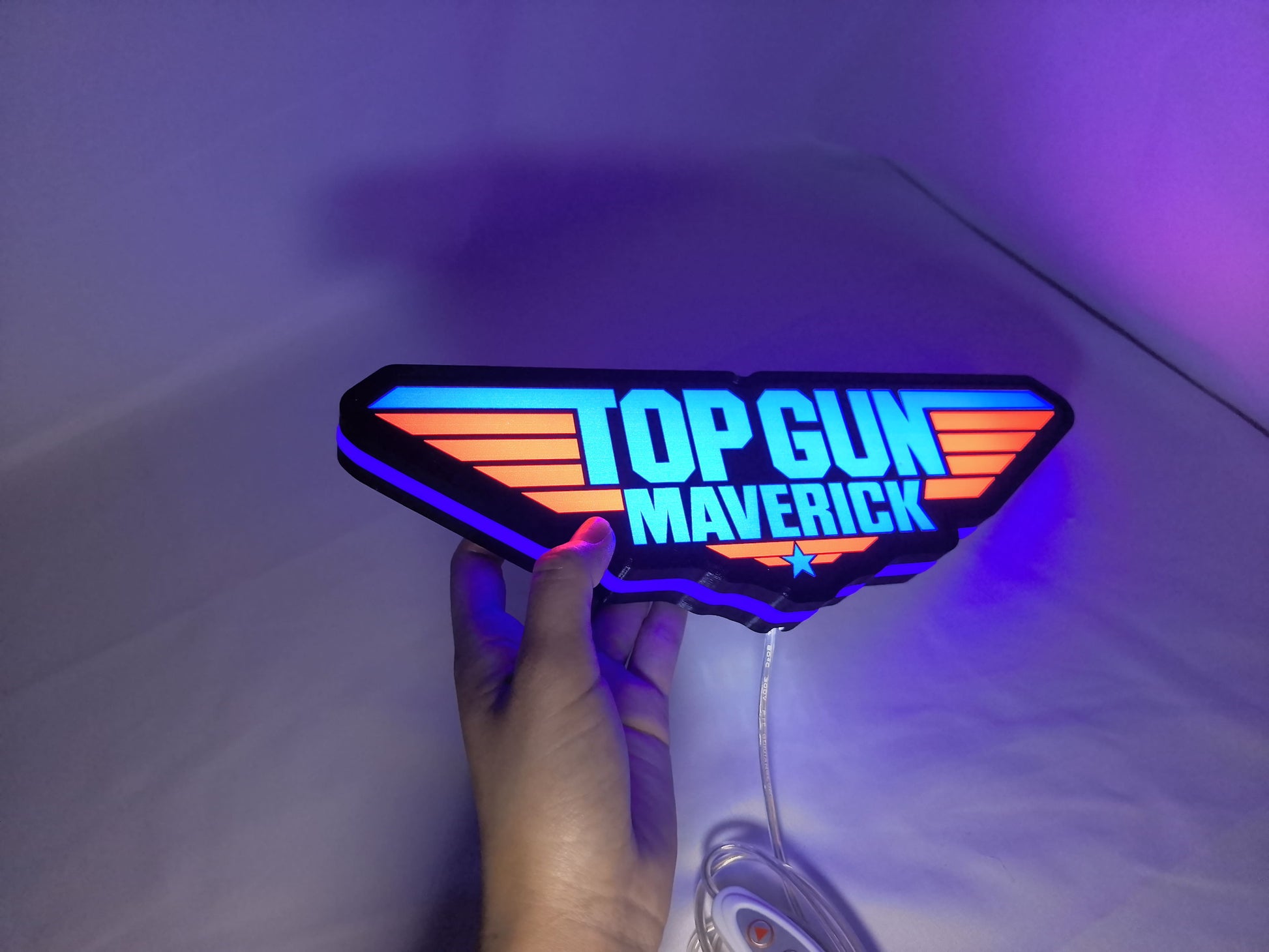 20cm Top Gun Maverick Glowing Wall Art - Illuminated handheld size reference, great for home theater and media room decor