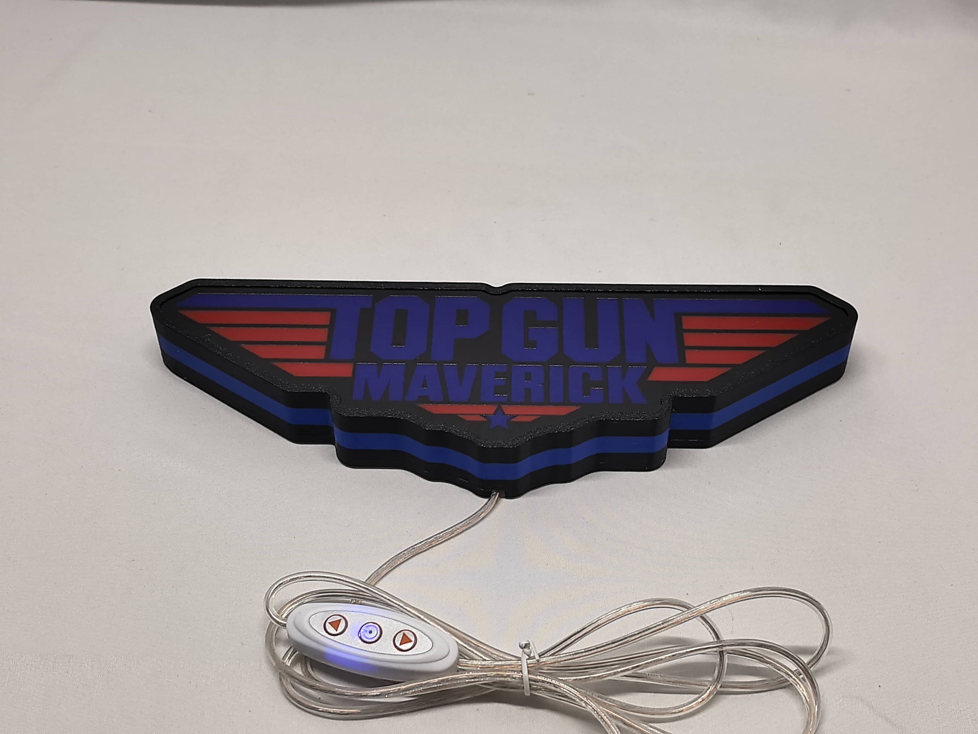 Top Gun Maverick LED Light Box (20cm) - Unlit flat lay angled details, great for home theater and media room decor