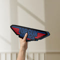 Unlit Top Gun Maverick LED lightbox held by hand to show size and details