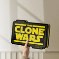 Unlit Clone Wars LED lightbox held by hand to show size and details