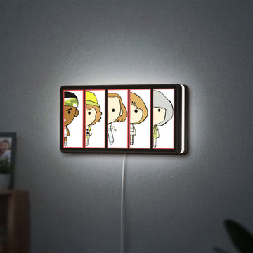 Stranger Things LED lightbox hanging on a wall with white glow
