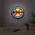 X-Men LED lightbox hanging on a room wall with soft blue light