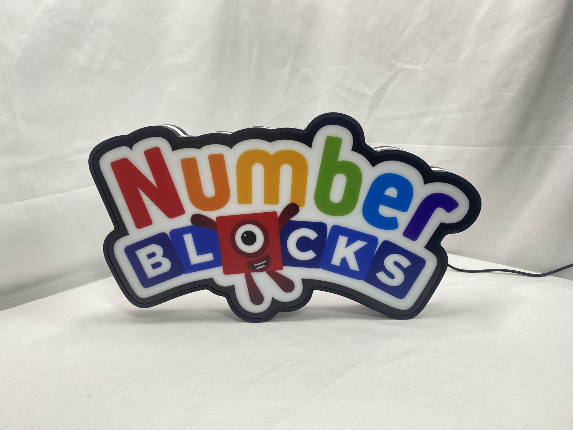 Unlit front details standing of Numberblocks Illuminated Sign in 40cm, unique wall art for desk and room decor