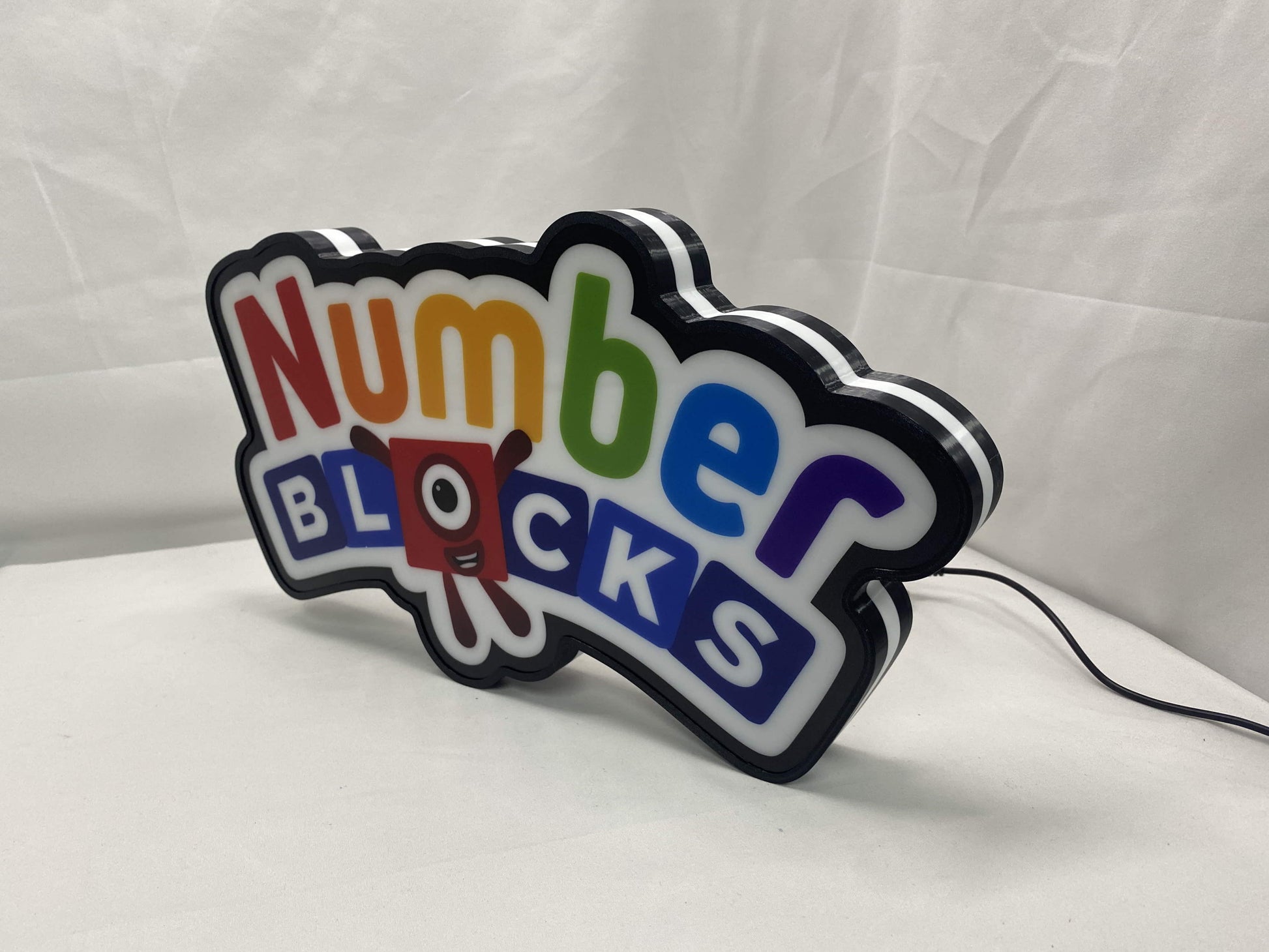 Numberblocks LED Sign (40cm) - Unlit angled details standing, unique wall art for desk and room decor