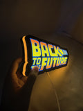 20cm Back To The Future Delorean 3D Printed Sign - Illuminated handheld size reference, unique wall art for desk and room decor