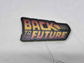 20cm Back To The Future Delorean 3D Printed Sign - Unlit flat lay front details, unique wall art for desk and room decor
