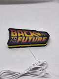 Back To The Future Delorean LED Sign (20cm) - Unlit flat lay angled details, unique wall art for desk and room decor