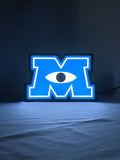 Illuminated front view standing of Monsters University Illuminated Sign in 20cm, unique wall art for desk and room decor