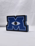 Unlit angled details standing of Monsters University Illuminated Sign in 20cm, unique wall art for desk and room decor