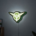 Captain America SSR LED lightbox hanging on a wall with green glow