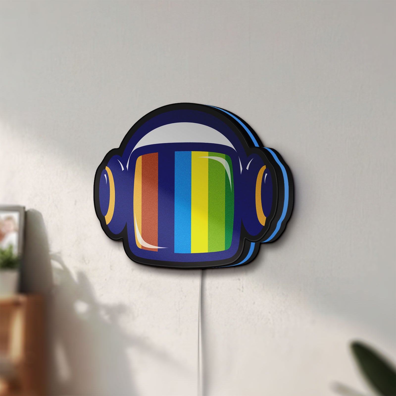 Unlit Retro Broadcast LED lightbox mounted on a wall in daylight