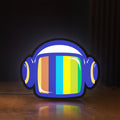 Front view of Retro Broadcast LED lightbox sign glowing on a wooden desk
