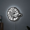 Back to the Future Delorean LED lightbox hanging on a wall with white glow
