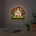 Chip n Dale Rescue Rangers LED lightbox hanging on a room wall with soft yellow light