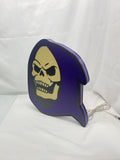 Unlit angled details standing of Skeletor 3D LED Sign in 40cm, unique wall art for desk and room decor