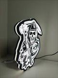 30cm Sons Of Anarchy Glowing Wall Art - Illuminated angled view standing, unique wall art for desk and room decor