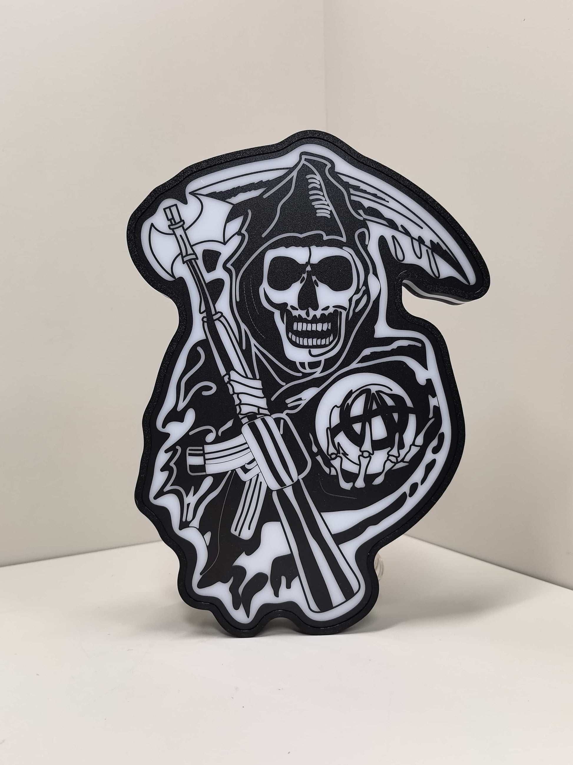 30cm Sons Of Anarchy 3D Printed Sign - Unlit front details standing, unique wall art for desk and room decor