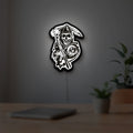 Sons of Anarchy LED lightbox hanging on a room wall with soft white light
