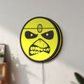 Unlit Iron Maiden Eddie LED lightbox mounted on a wall in daylight