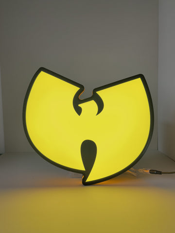 Wu Tang LED Light Box (40cm) - Illuminated front view standing, unique wall art for desk and room decor