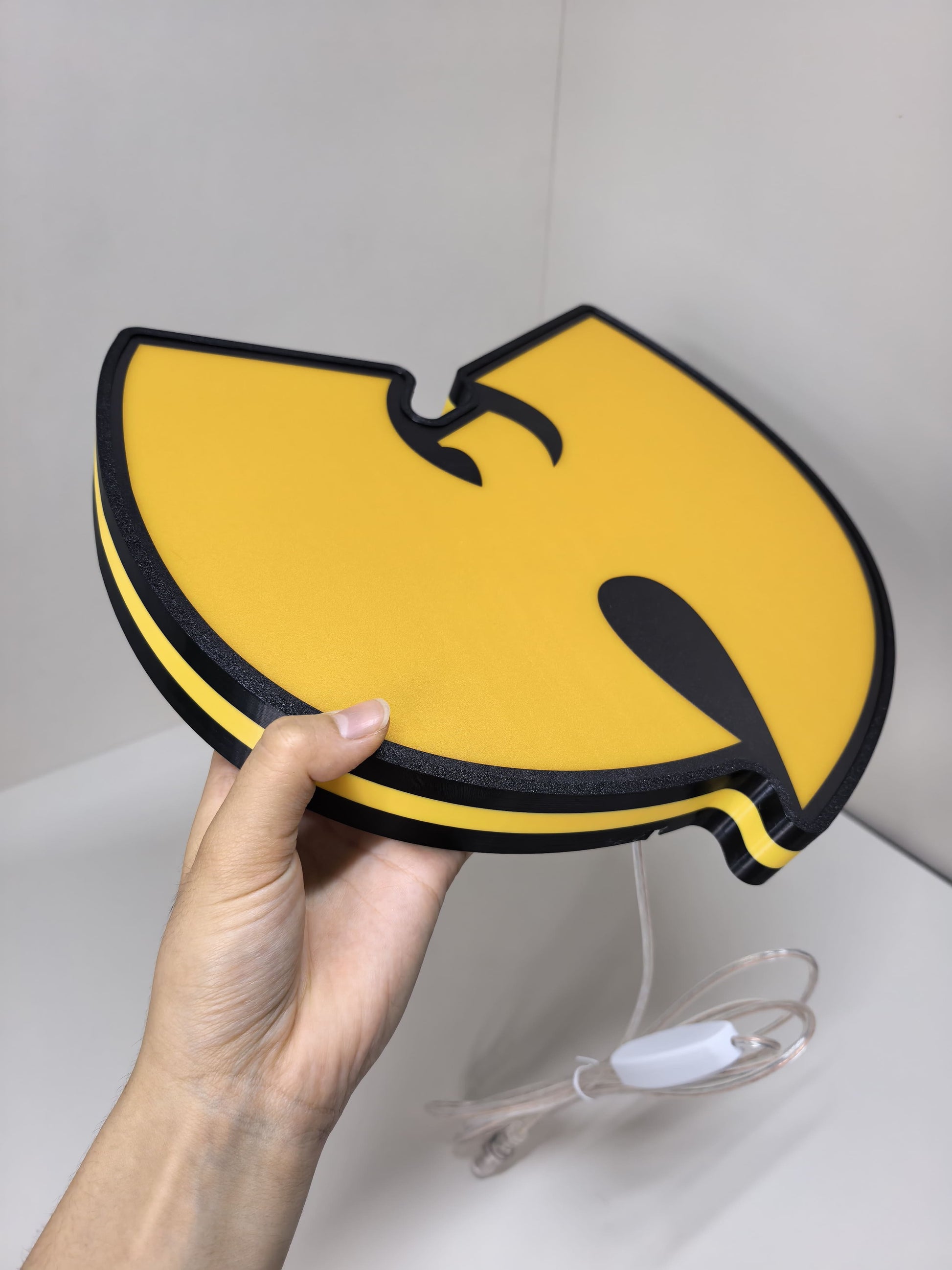 40cm Wu Tang 3D Printed Sign - Unlit handheld size reference, unique wall art for desk and room decor