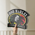 Unlit Bob Marley LED lightbox held by hand to show size and details