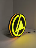 20cm Linkin Park Glowing Wall Art - Illuminated angled view standing, perfect for music studio and bedroom decor