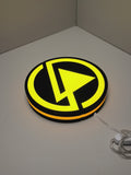 Linkin Park LED Sign (20cm) - Illuminated flat lay angled view, perfect for music studio and bedroom decor