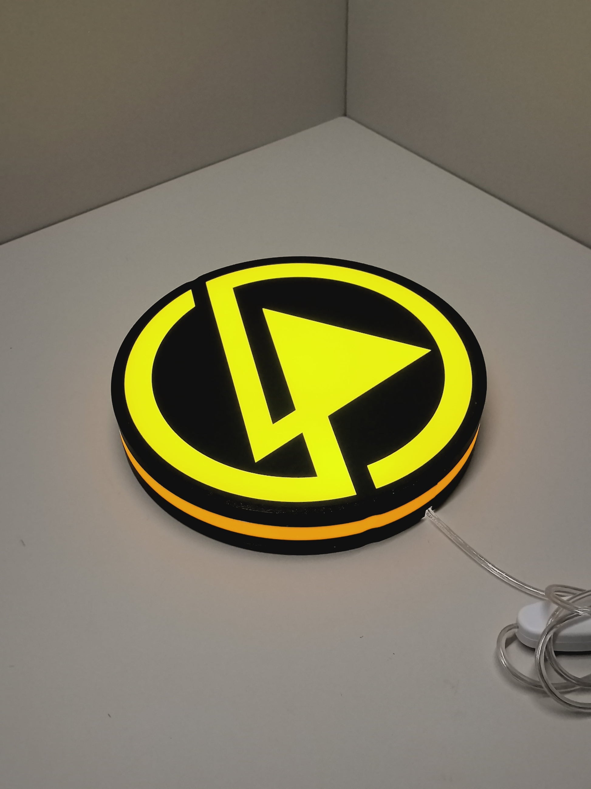 Linkin Park LED Sign (20cm) - Illuminated flat lay angled view, perfect for music studio and bedroom decor